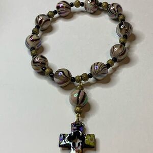 Elegant Multicolor Beaded Decade Rosary with Cross Pendant